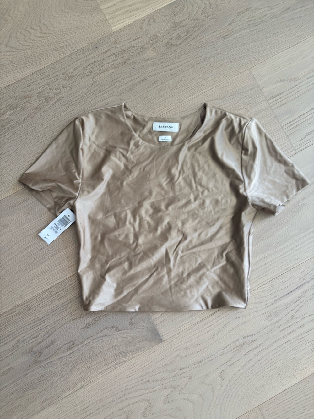 Aritzia Tan Short-Sleeve Crop Tee